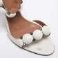 Original Alaia White Leather Bombe Stud Embellished Open Toe Sandals  Size 38