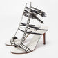 Original Alaia White/Black Laser Cut Patent Leather Strappy Sandals Size 38.5