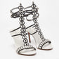 Original Alaia White/Black Laser Cut Patent Leather Strappy Sandals Size 38.5