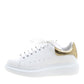 Original Alexander McQueen White Leather with Metallic Gold Leather Trim Platform Sneakers Size 38 (Never Used)