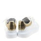 Original Alexander McQueen White Leather with Metallic Gold Leather Trim Platform Sneakers Size 38 (Never Used)