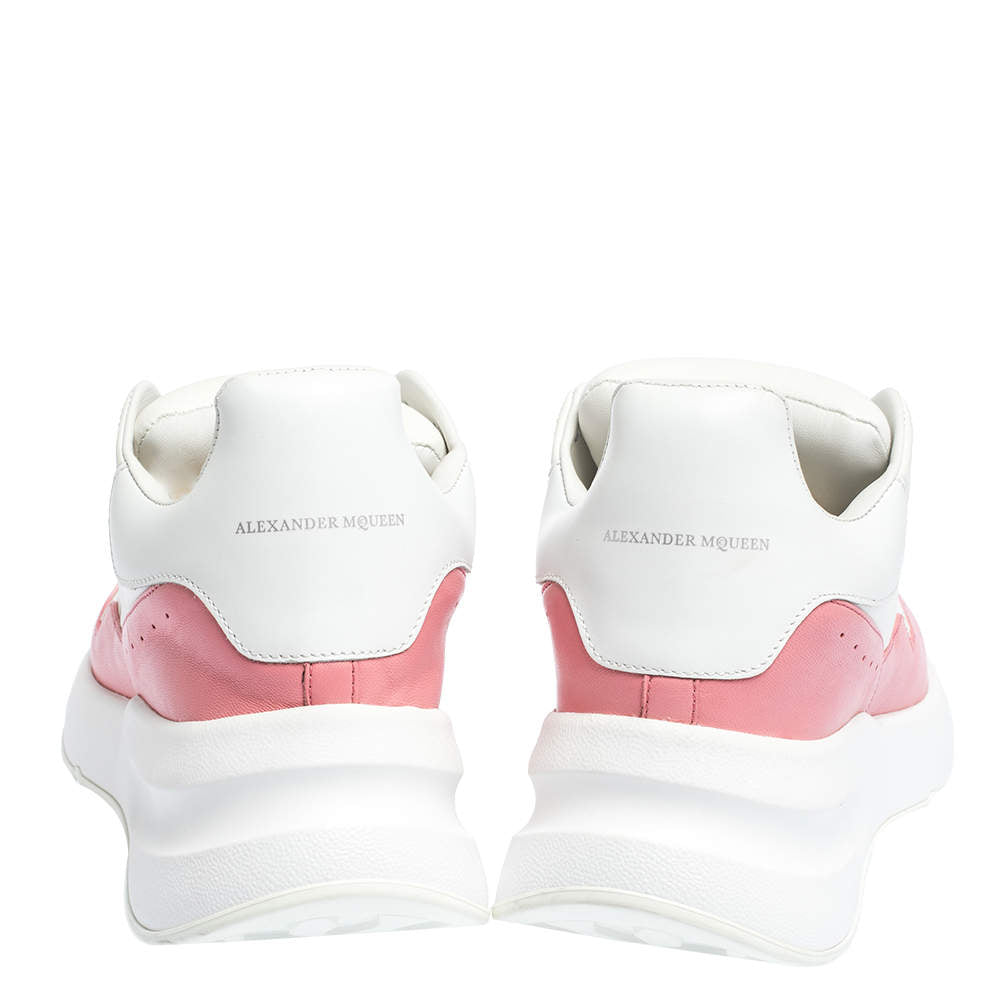 Original Alexander McQueen White/Pink Leather And Mesh Oversized Runner Low Top Sneakers Size 40 (Never Used)