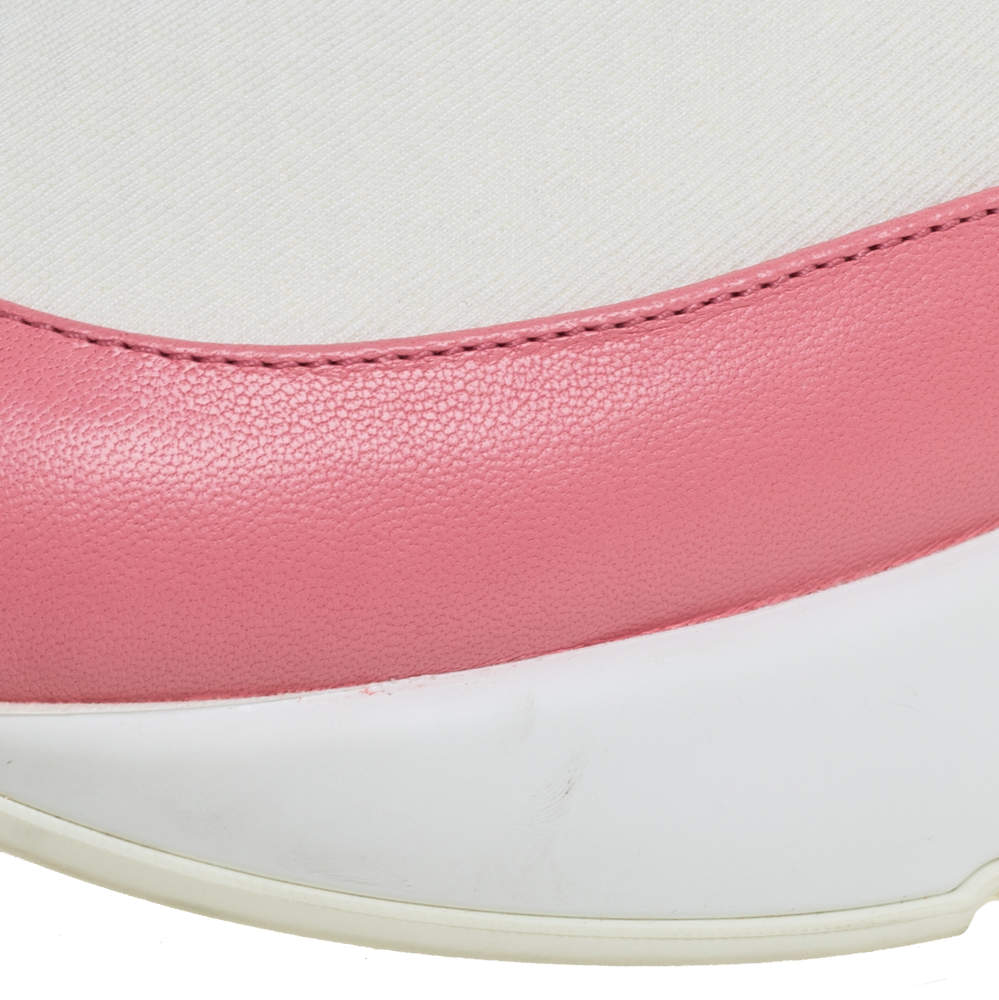 Original Alexander McQueen White/Pink Leather And Mesh Oversized Runner Low Top Sneakers Size 40 (Never Used)