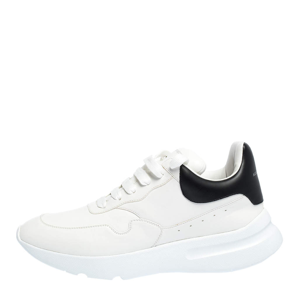 Original Alexander McQueen White/Black Leather Larry Low Top Sneakers Size 46 (Never Used)