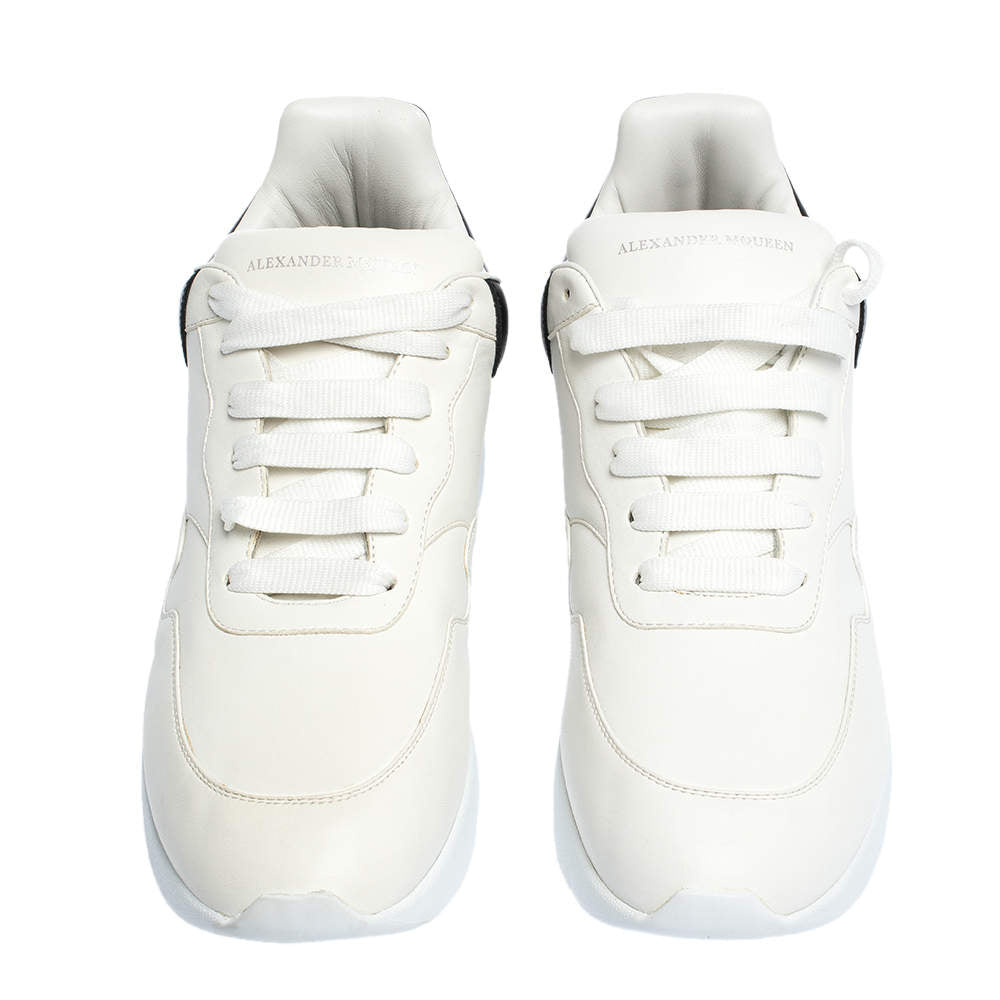 Original Alexander McQueen White/Black Leather Larry Low Top Sneakers Size 46 (Never Used)