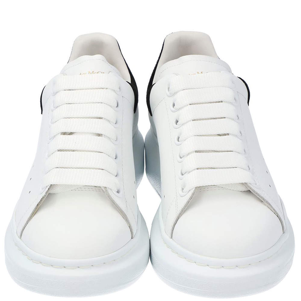 Original Alexander McQueen White/Black Leather Oversized Sneakers Size EU 38.5 (Never Used)