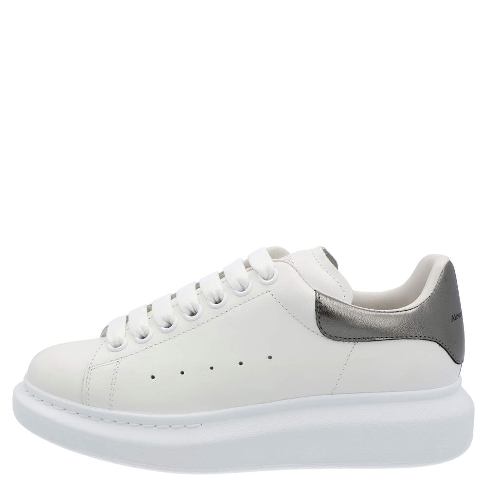 Original Alexander McQueen White/Grey Leather Oversized Sneakers Size EU 37 (Never Used)