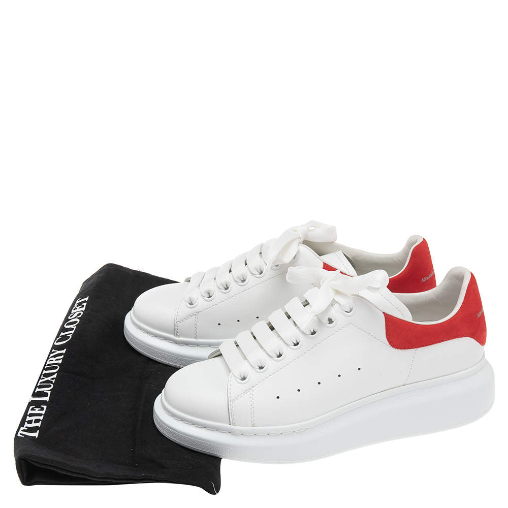 Original Alexander McQueen White/Red Leather and Suede Oversized Sneakers Size 38.5 (Never Used)