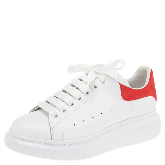 Original Alexander McQueen White/Red Leather and Suede Oversized Sneakers Size 38.5 (Never Used)