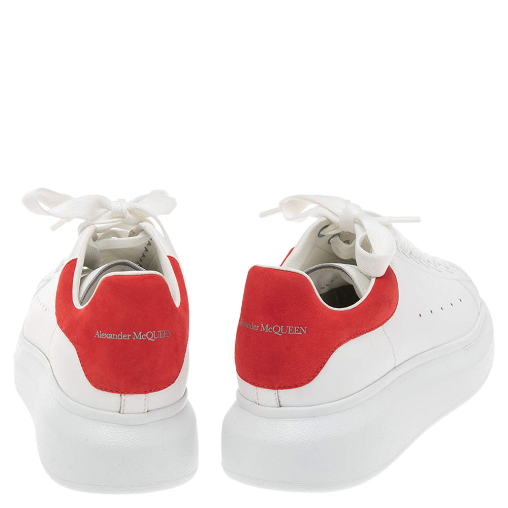 Original Alexander McQueen White/Red Leather and Suede Oversized Sneakers Size 38.5 (Never Used)