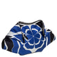 Original Alexander McQueen Blue/White Printed Satin and Leather Medium De Manta Clutch