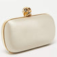 Original Alexander McQueen Off White Satin Skull Box Clutch