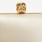 Original Alexander McQueen Off White Satin Skull Box Clutch