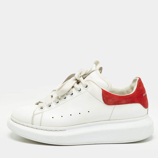 Original Alexander McQueen White Leather Oversized Sneakers Size 38