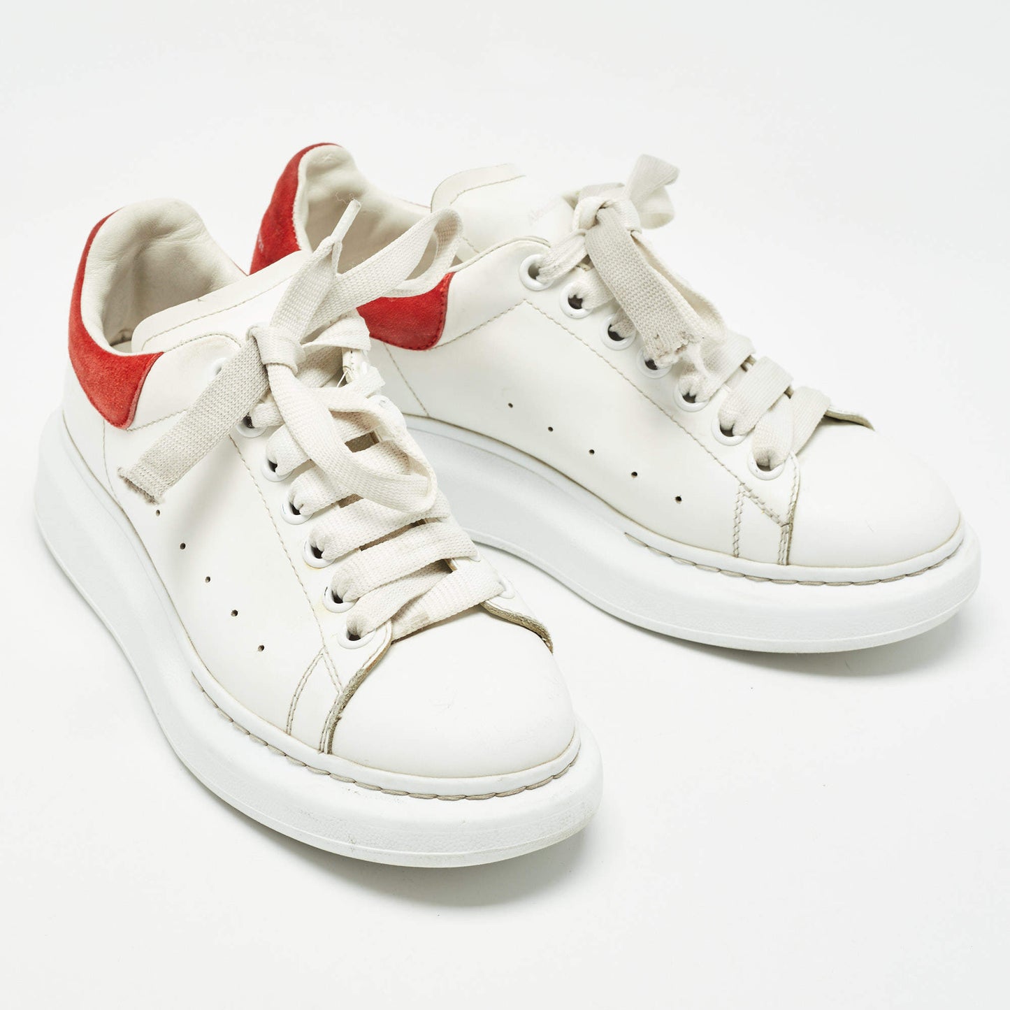 Original Alexander McQueen White Leather Oversized Sneakers Size 38