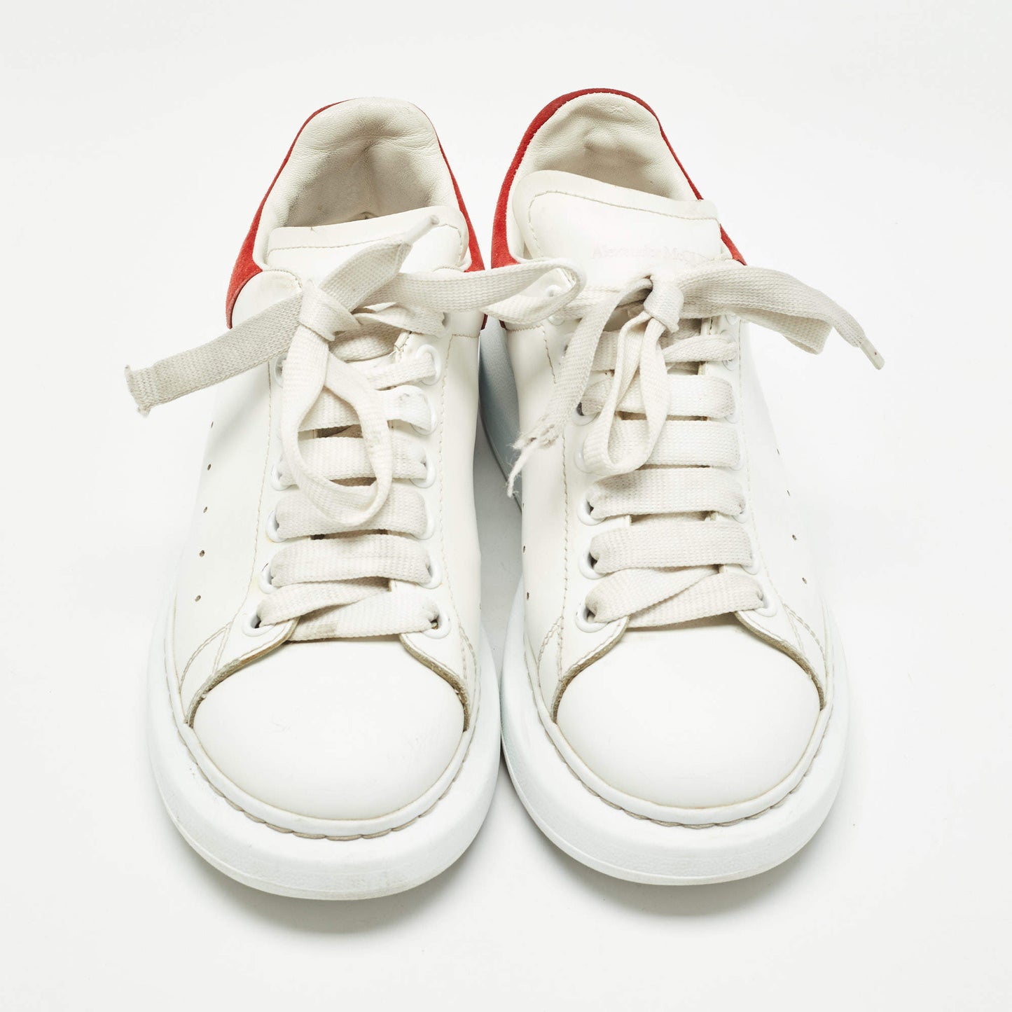 Original Alexander McQueen White Leather Oversized Sneakers Size 38