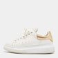 Original Alexander McQueen White/Gold Leather Oversized Sneakers Size 39.5