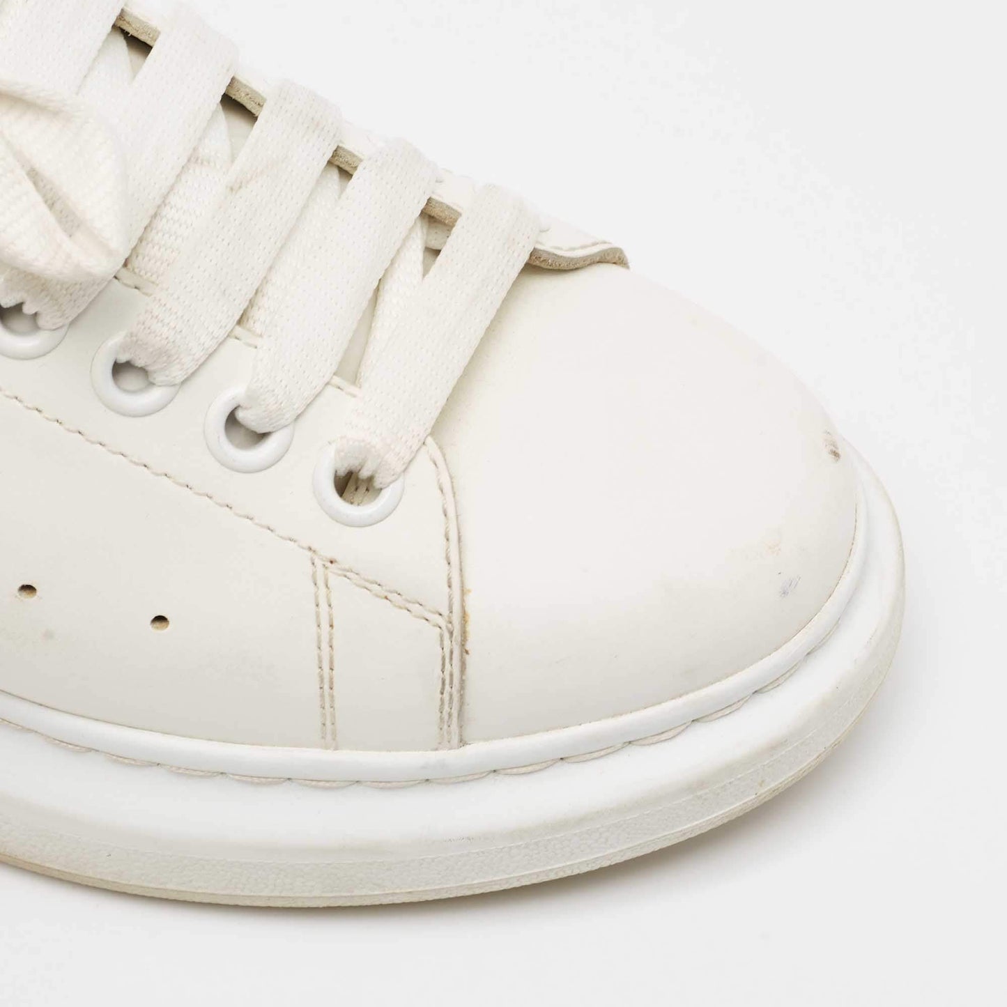 Original Alexander McQueen White/Gold Leather Oversized Sneakers Size 39.5