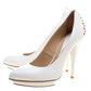 Original Alexander McQueen White Leather Spike Trimmed Platform Pumps Size 39