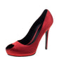 Original Alexander McQueen Red Satin Heart Peep Toe Pumps Size 41