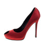 Original Alexander McQueen Red Satin Heart Peep Toe Pumps Size 41