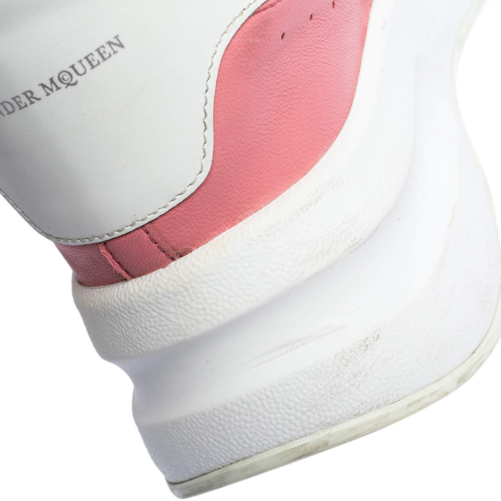 Original Alexander McQueen White/Pink Leather And Mesh Oversized Runner Sneakers Size 39