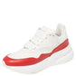 Original Alexander McQueen White/Red Leather And Mesh New Larry Lace Up Sneakers Size 38.5