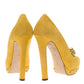 Original Alexander McQueen Yellow Suede Skull Embellished Peep Toe Platform Pumps Size 39.5