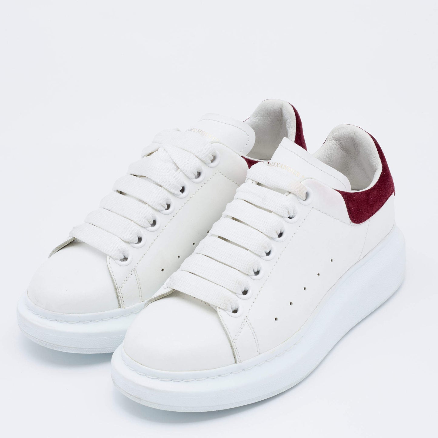 Original Alexander McQueen White Leather Oversized Low Top Sneakers Size 35.5