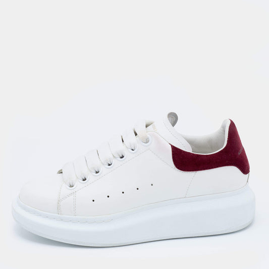 Original Alexander McQueen White Leather Oversized Low Top Sneakers Size 35.5