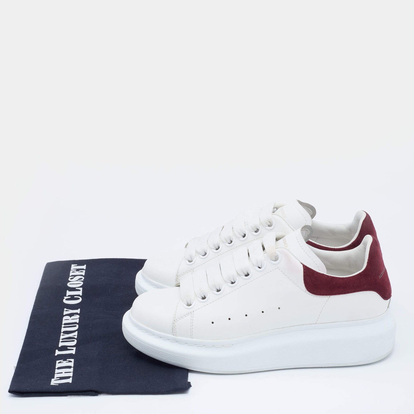 Original Alexander McQueen White Leather Oversized Low Top Sneakers Size 35.5