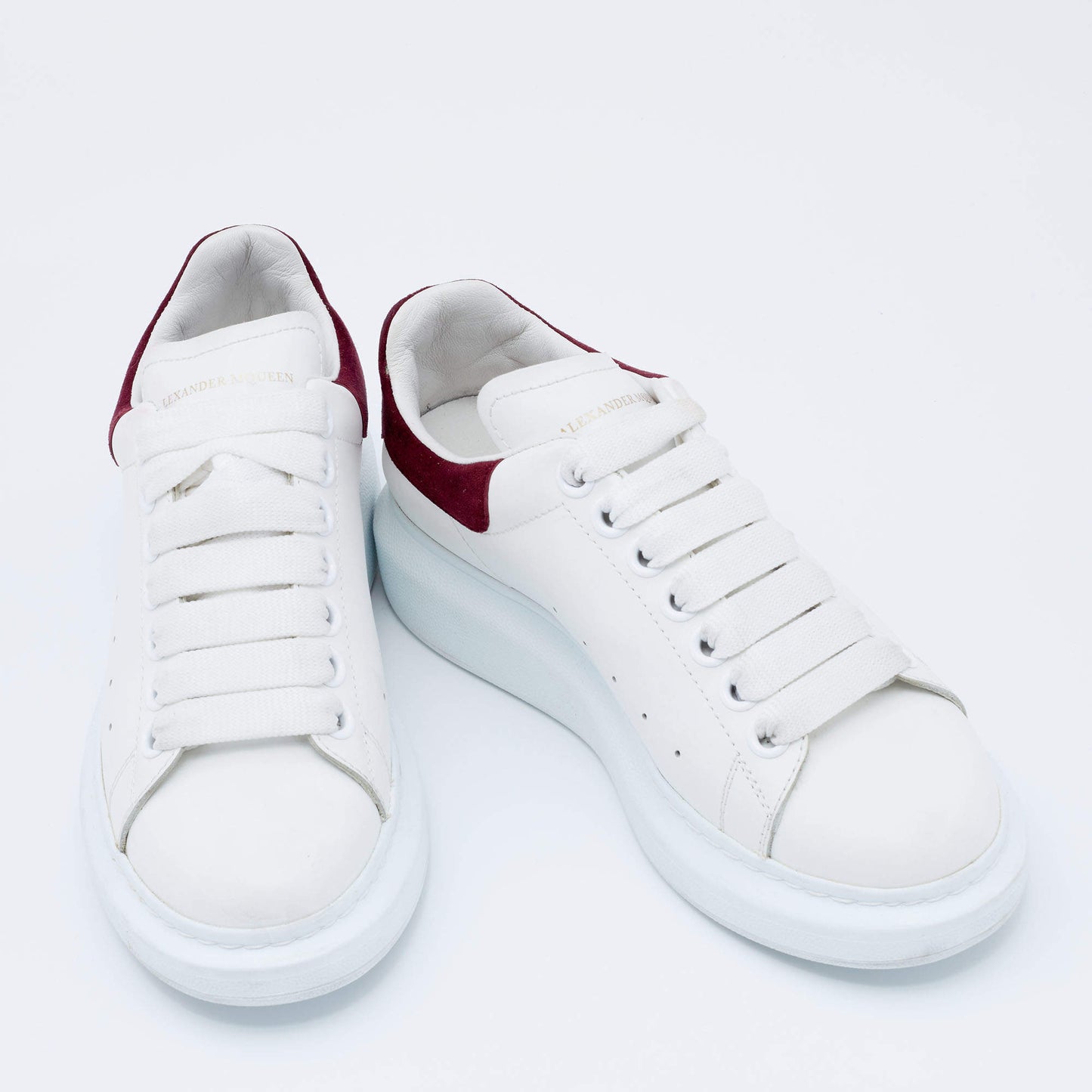 Original Alexander McQueen White Leather Oversized Low Top Sneakers Size 35.5