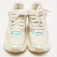 Original Alexander McQueen White Leather and Iridescent PVC Chunky Sneakers Size 38