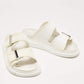 Original Alexander McQueen White Rubber Birke Buckle Slide Flats Size 38.5