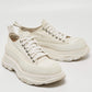 Original Alexander Mcqueen White Canvas and Rubber Tread Slick Sneakers Size 38.5