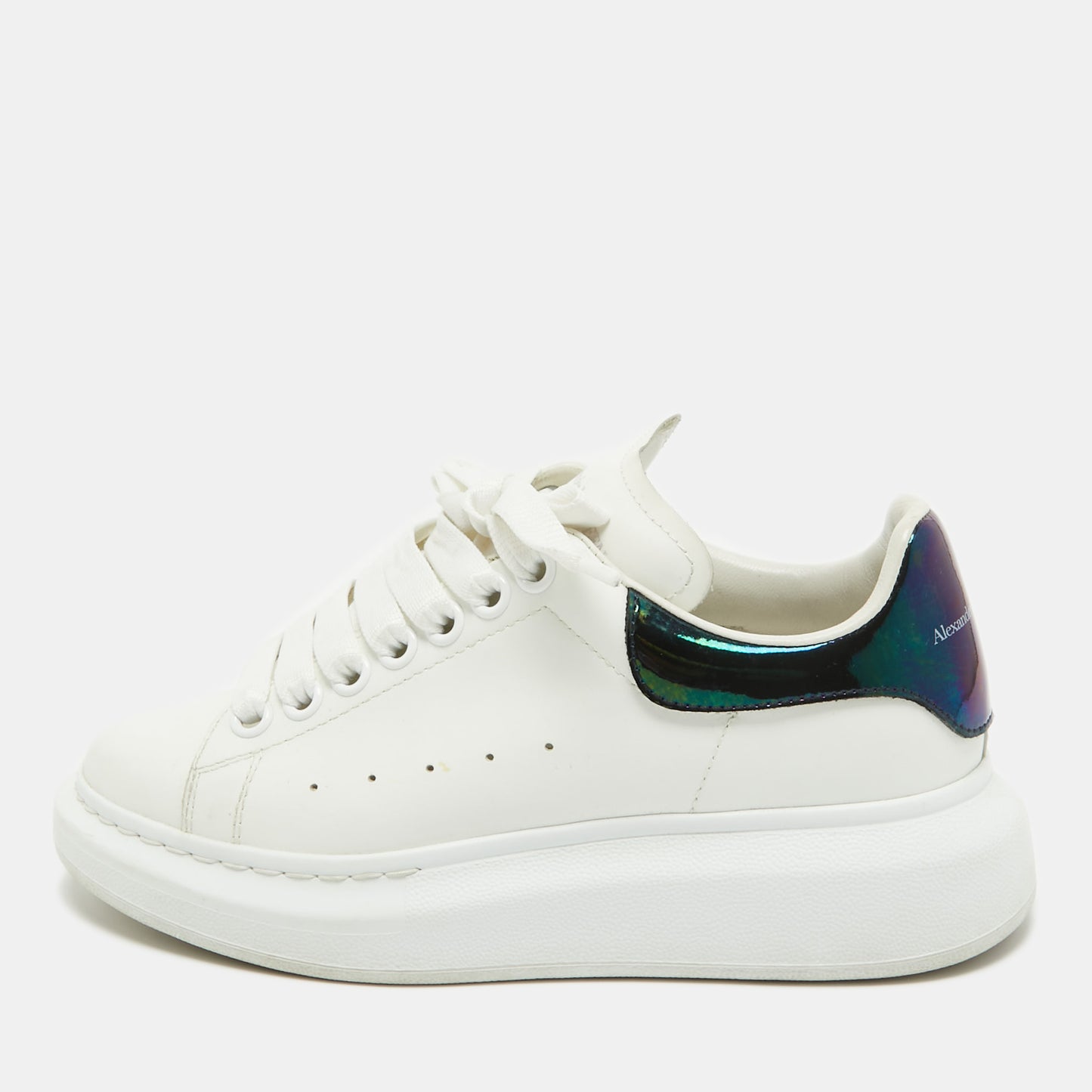 Original Alexander McQueen White Leather Oversized Sneakers Size 35