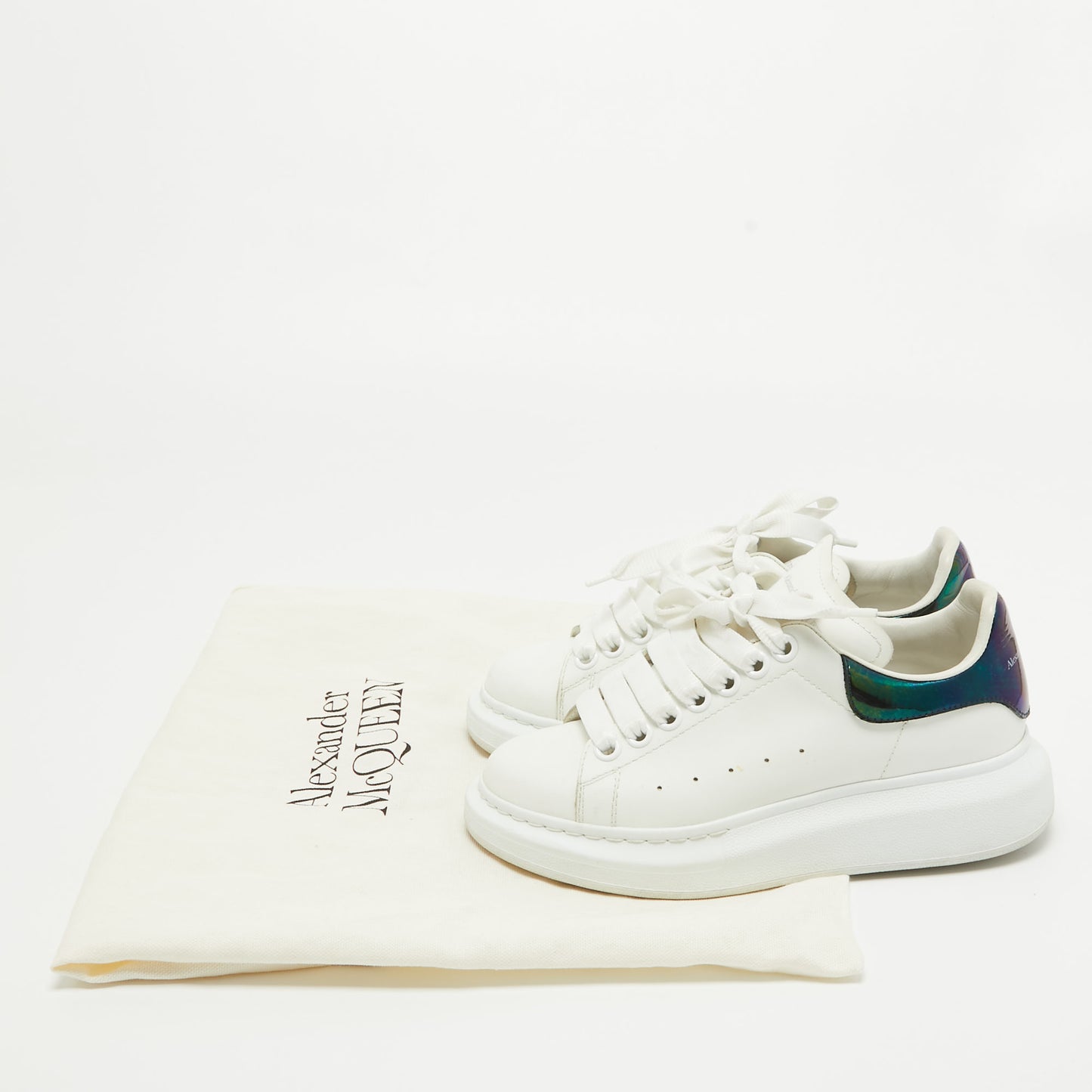 Original Alexander McQueen White Leather Oversized Sneakers Size 35