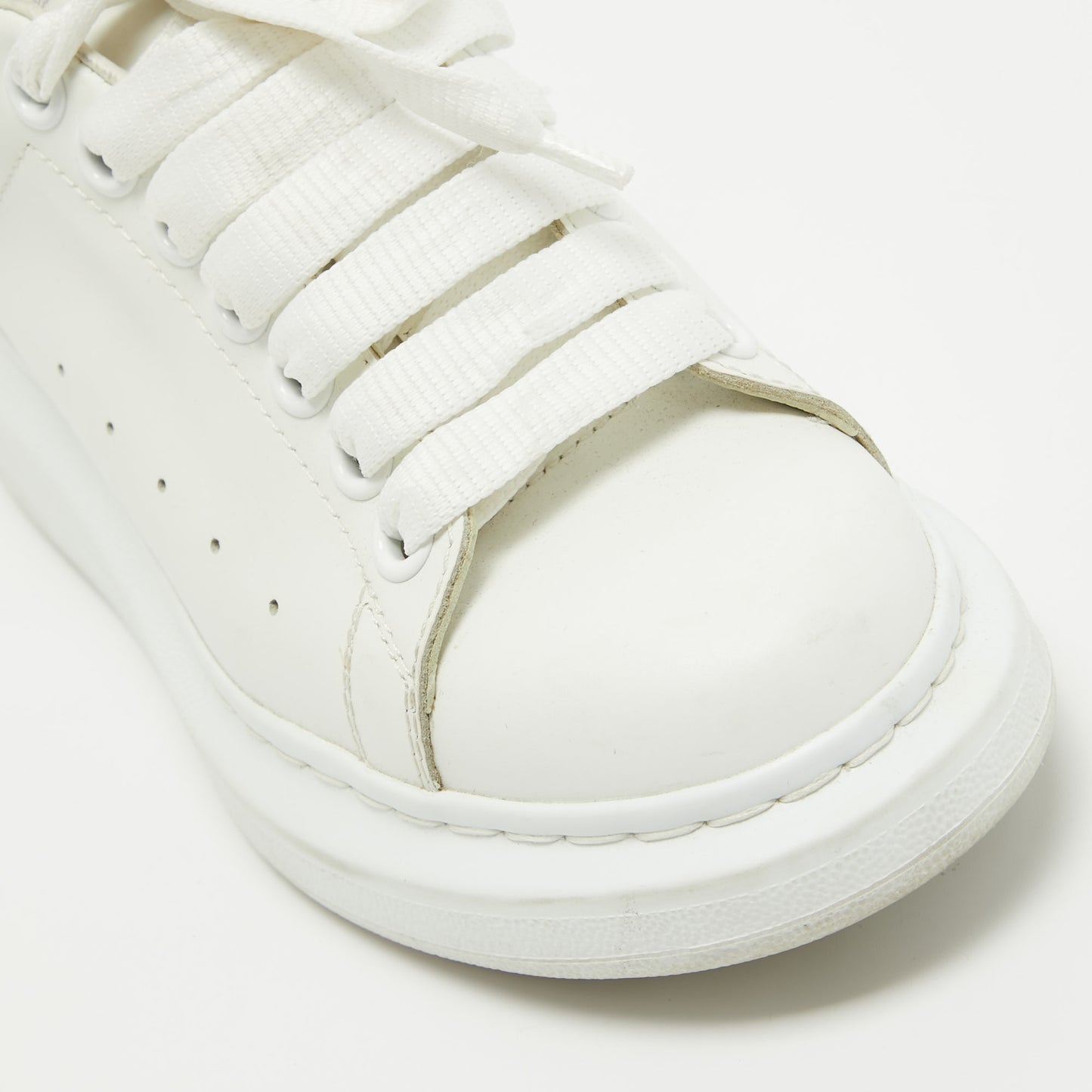 Original Alexander McQueen White Leather Oversized Sneakers Size 35