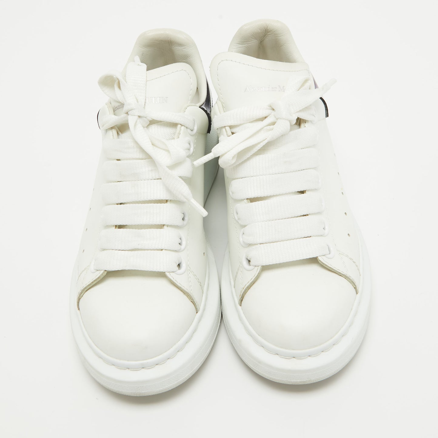 Original Alexander McQueen White Leather Oversized Sneakers Size 35