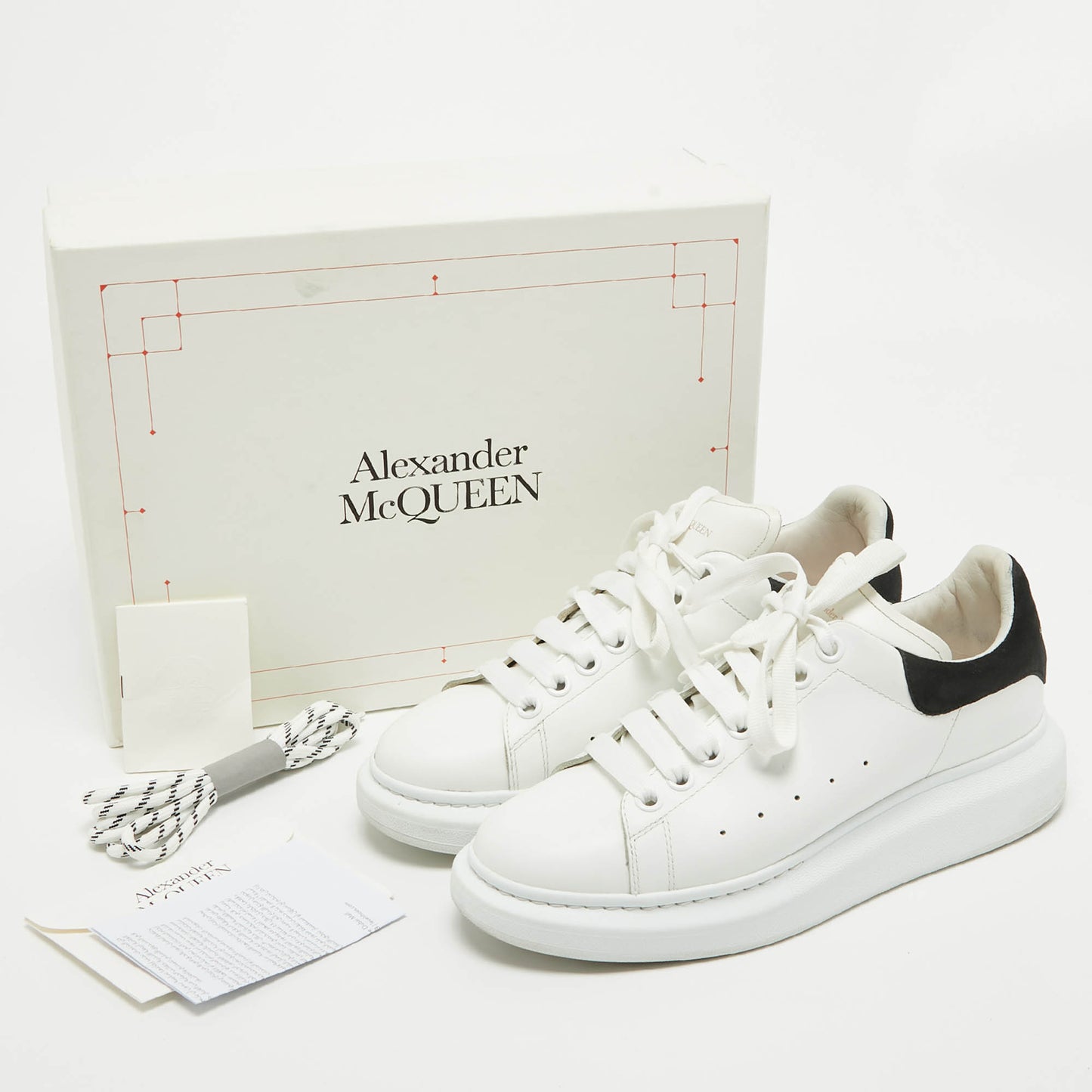 Original Alexander McQueen White Leather Larry Low Top Sneakers Size 40