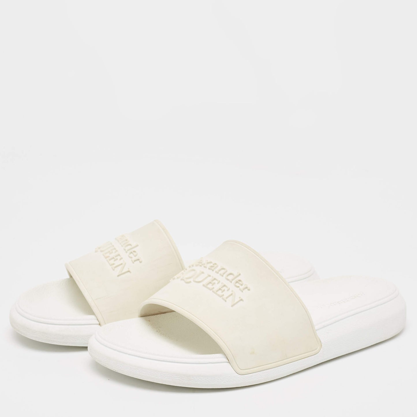 Original Alexander McQueen White Rubber Flat Slides Size 36