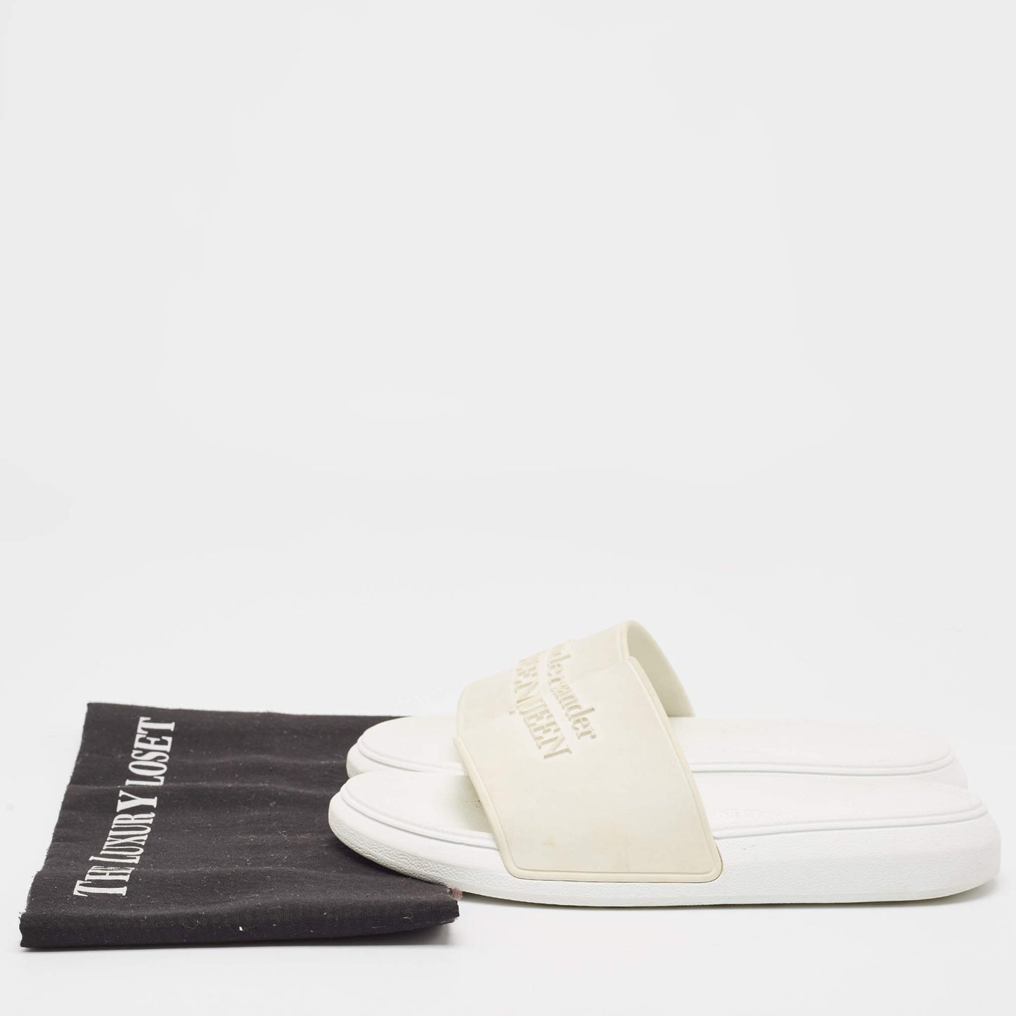 Original Alexander McQueen White Rubber Flat Slides Size 36