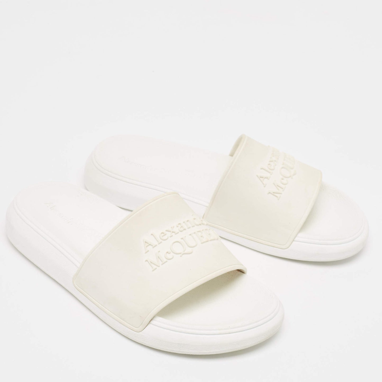 Original Alexander McQueen White Rubber Flat Slides Size 36