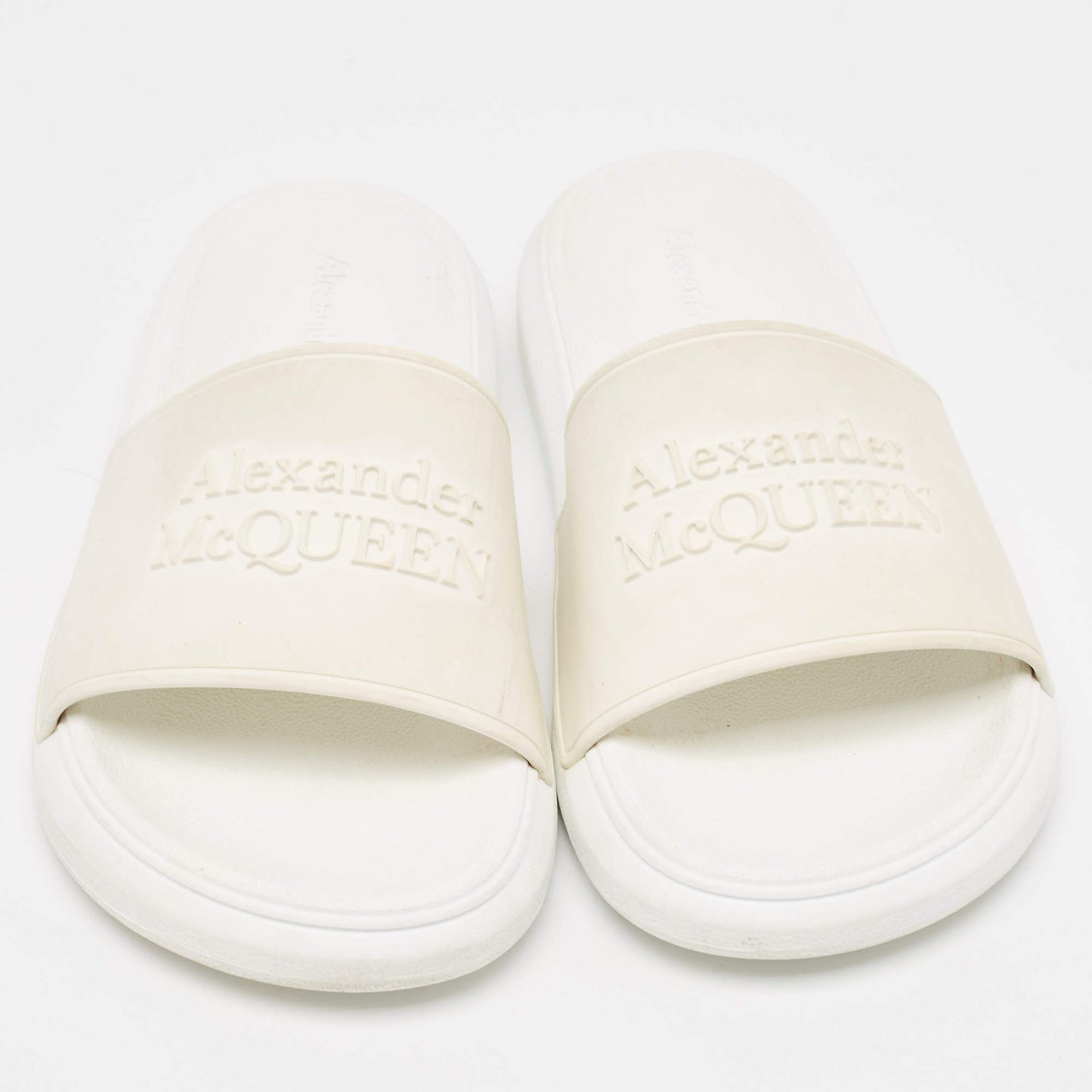 Original Alexander McQueen White Rubber Flat Slides Size 36