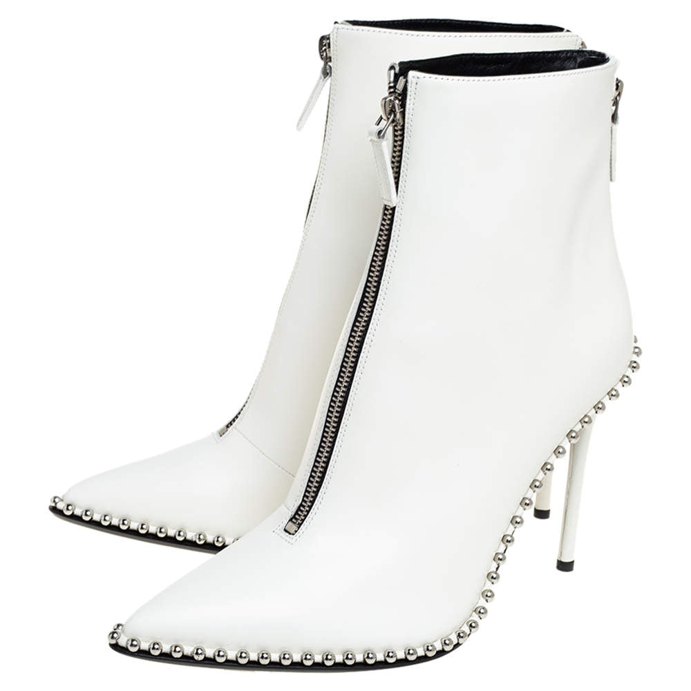 Original Alexander Wang  Off White Leather Ankle Boots Size 41