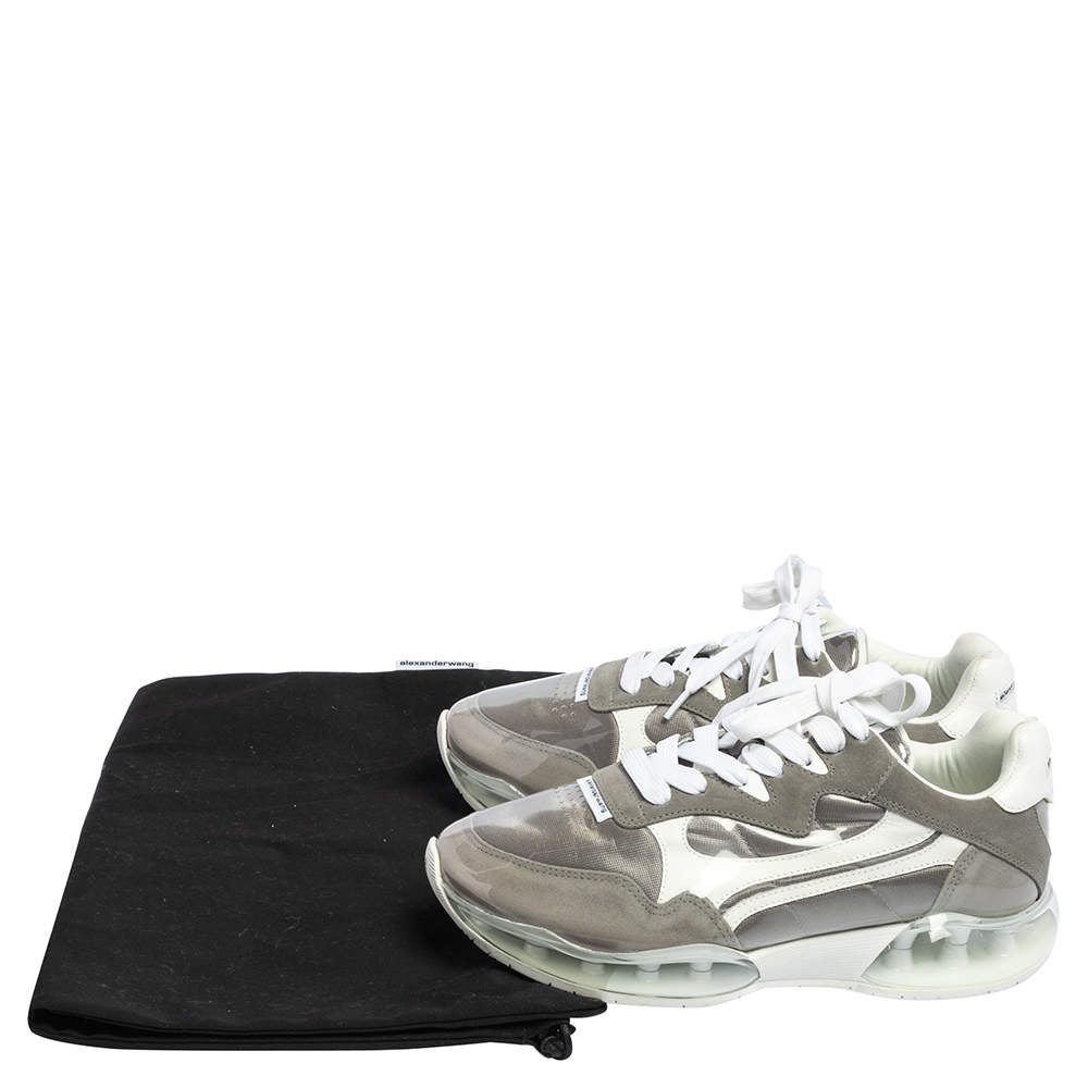 Original Alexander Wang Grey/White PVC, Suede And Leather Stadium Low Top Sneakers Size 38.5