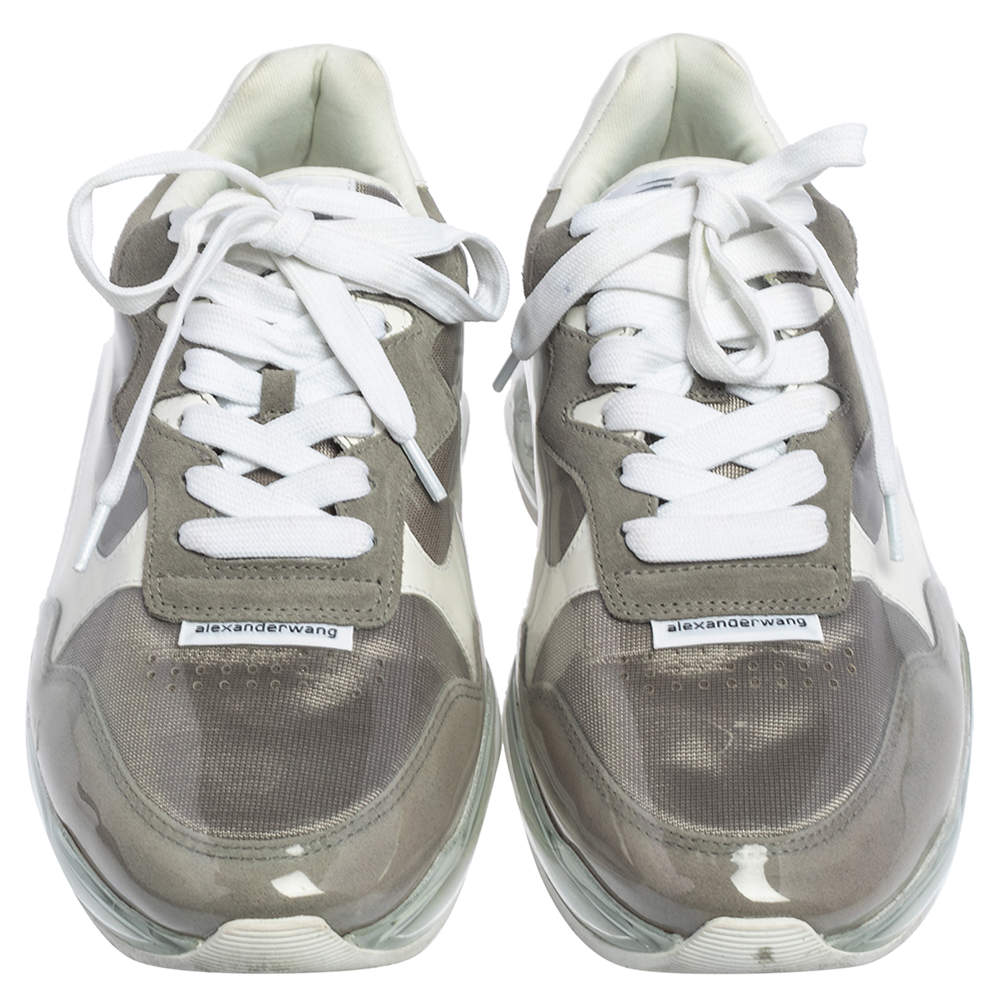 Original Alexander Wang Grey/White PVC, Suede And Leather Stadium Low Top Sneakers Size 38.5