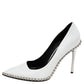 Original Alexander Wang White Leather Rie Studded Pointed-Toe Pumps Size 39.5