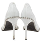 Original Alexander Wang White Leather Rie Studded Pointed-Toe Pumps Size 39.5