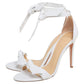 Original Alexandre Birman White Canvas And Leather Ankle Strap Sandals Size 37.5